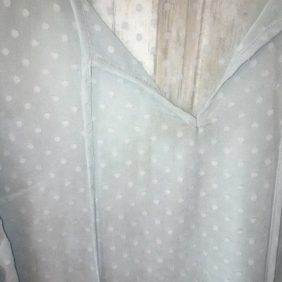 Libby. Edelman Sheer Ikat Blue Open Shoulder Top - Picture 5 of 5